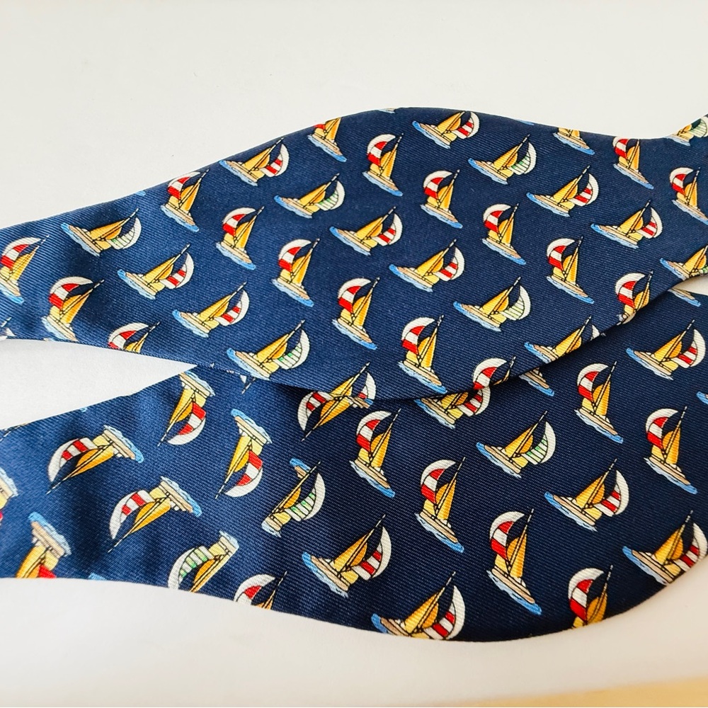 Jos. A. Bank Blue Nautical Pattern Adjustable Silk Bow Tie